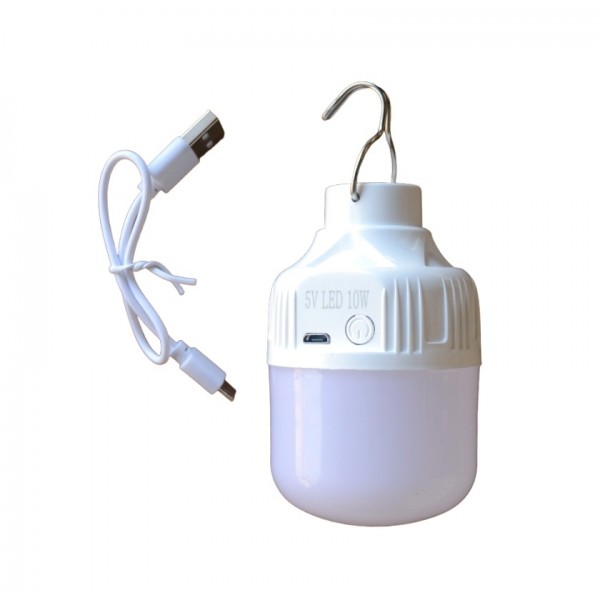 Лампа кемпінгова, акумуляторна, USB-зарядка, гачок, 10Вт